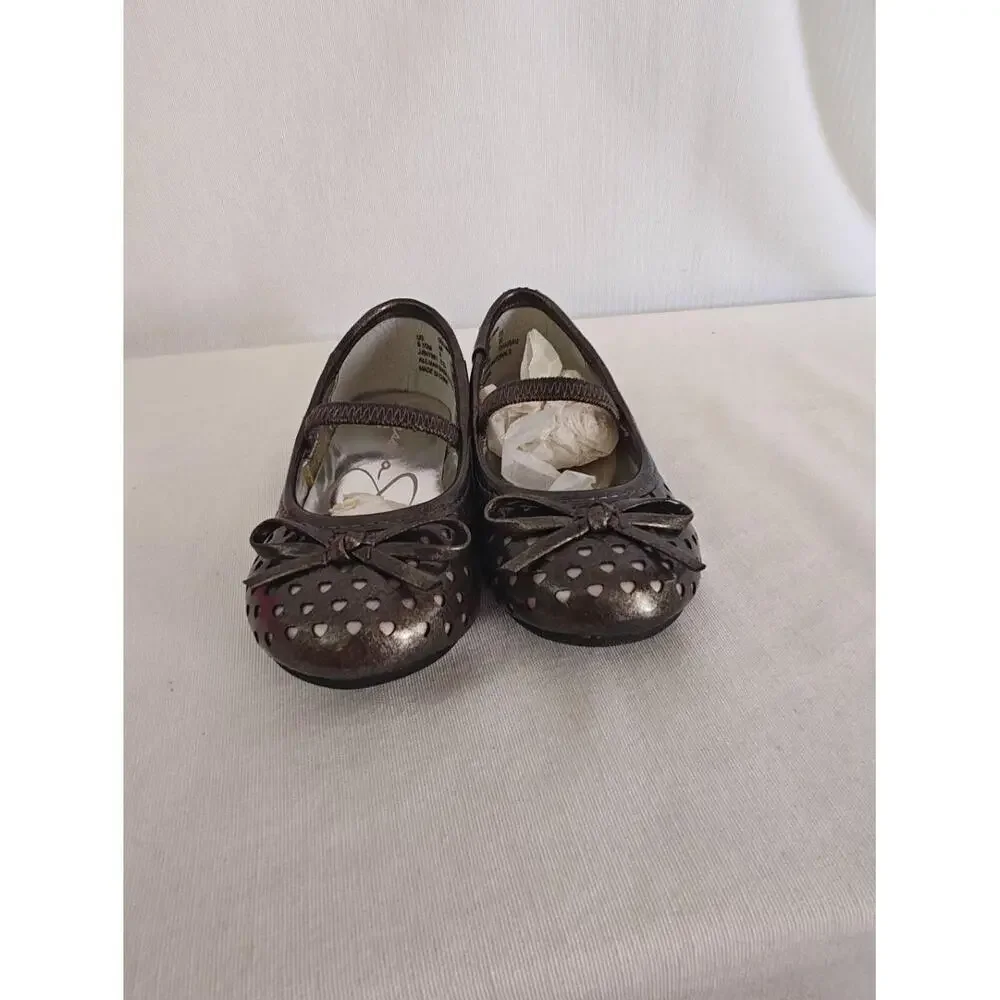 Jessica Simpson Shoes Gulianna Ballet Flats Pewter Gray Pink Hearts Metallic 6.5